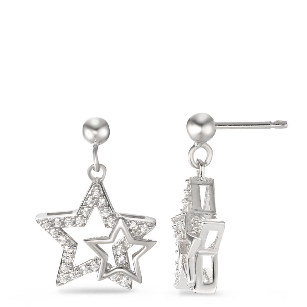 Clous d'oreilles Argent Zircone Rhodié Étoile Ø12 mm-580450