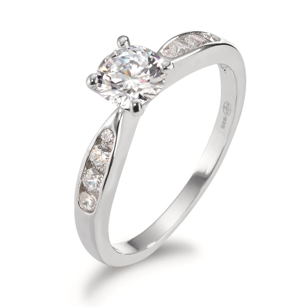 Bague solitaire Argent Zircone 9 Pierres Rhodié-580451