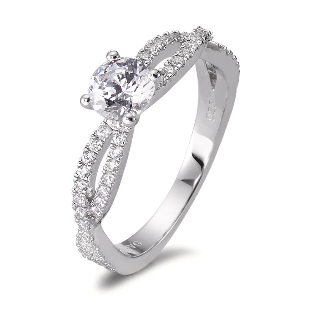 Bague solitaire Argent Zircone Rhodié Ø5 mm-580548