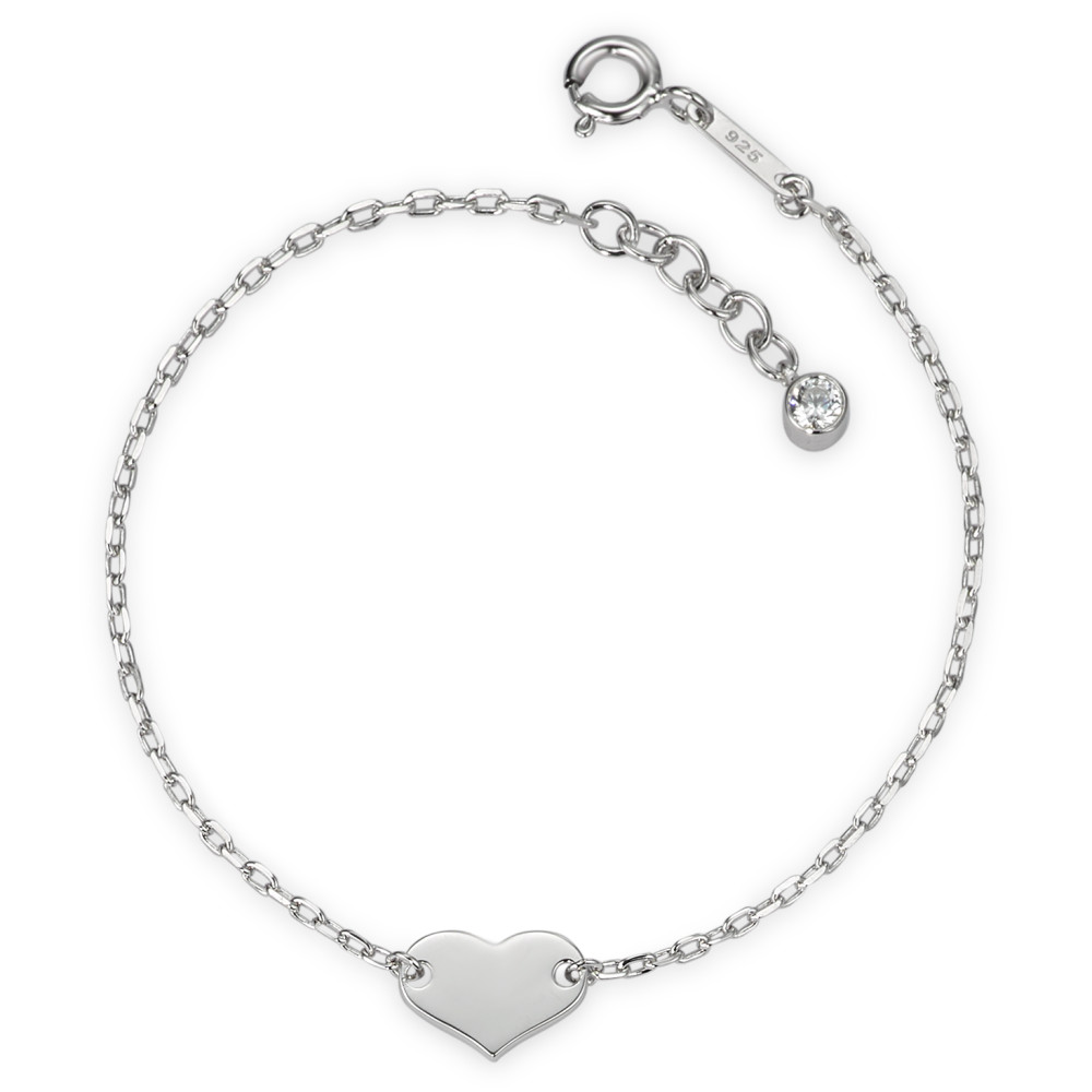 Bracelet Argent Zircone Rhodié Coeur 16-17.5 cm-580554