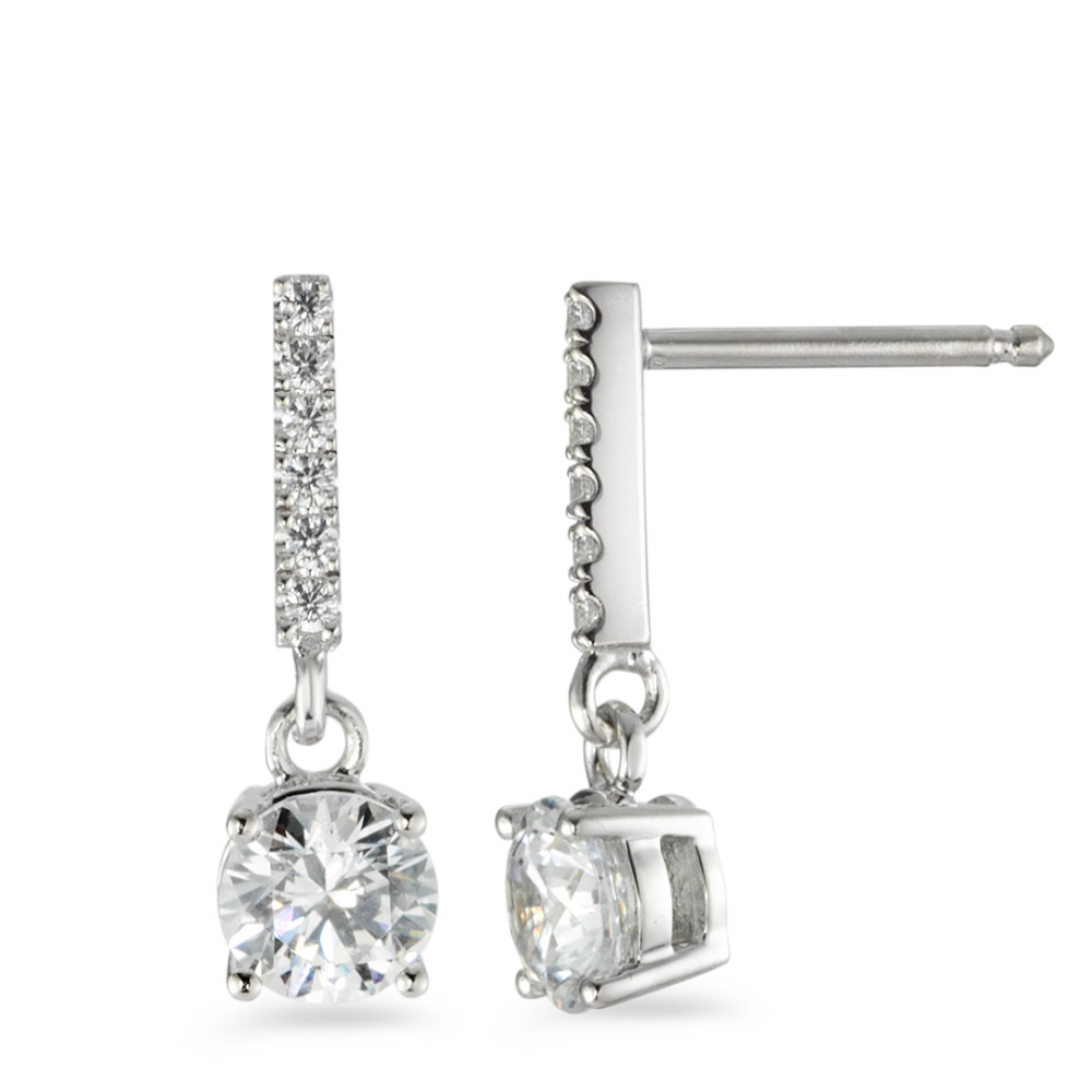 Pendant d'oreilles Argent Zircone 14 Pierres Rhodié Ø5 mm-580557