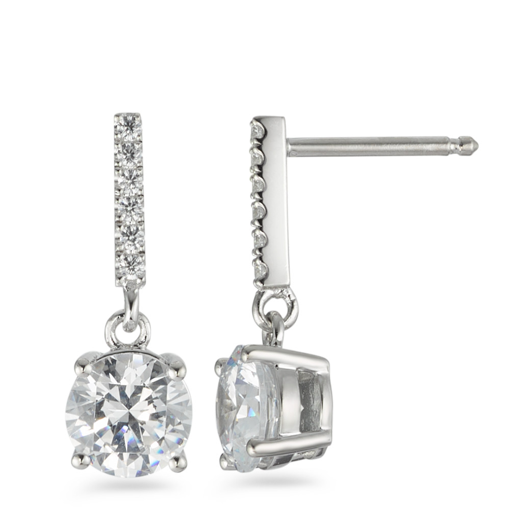Pendant d'oreilles Argent Zircone 14 Pierres Rhodié Ø6.5 mm-580558