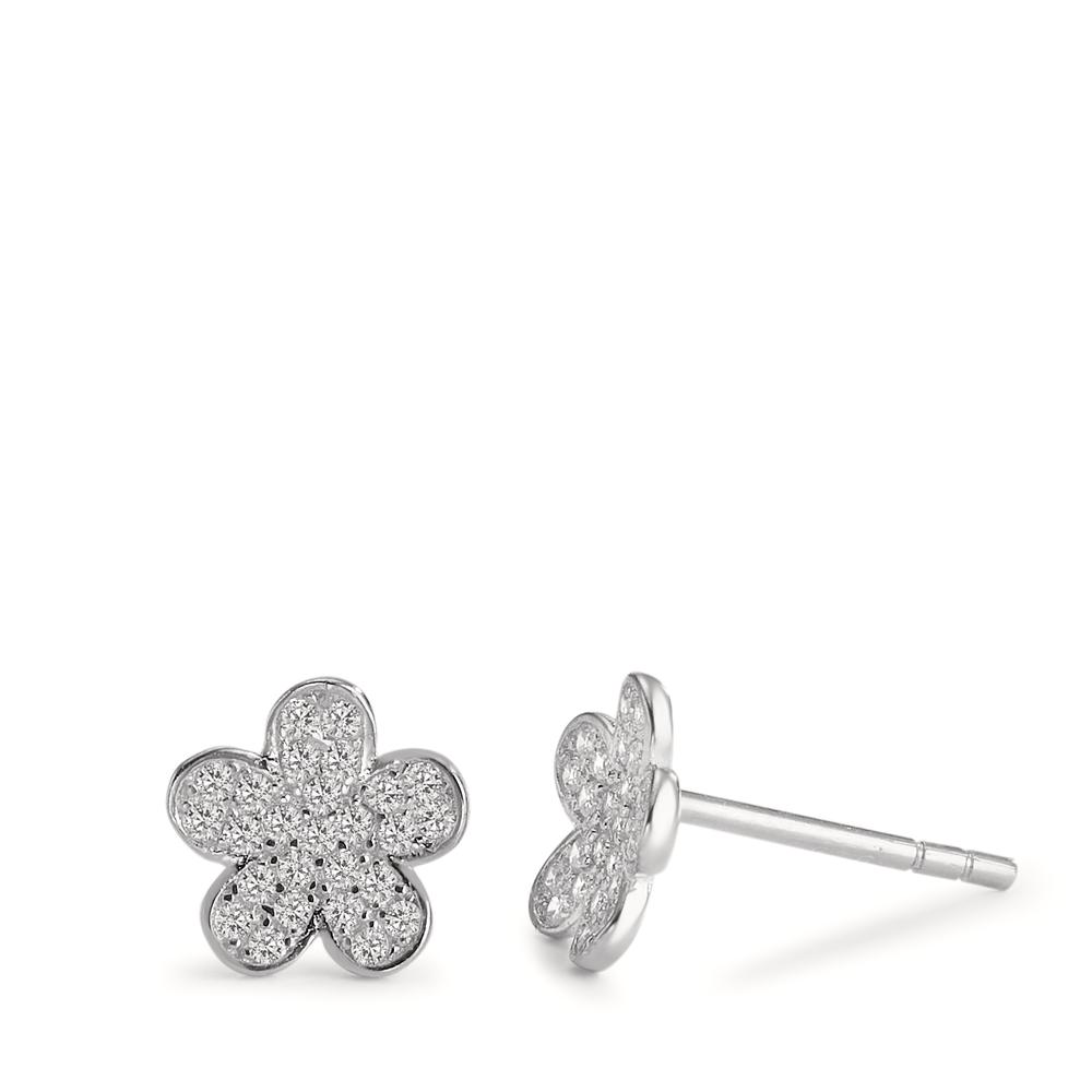 Clous d'oreilles Argent Zircone Rhodié Ø8 mm-580830