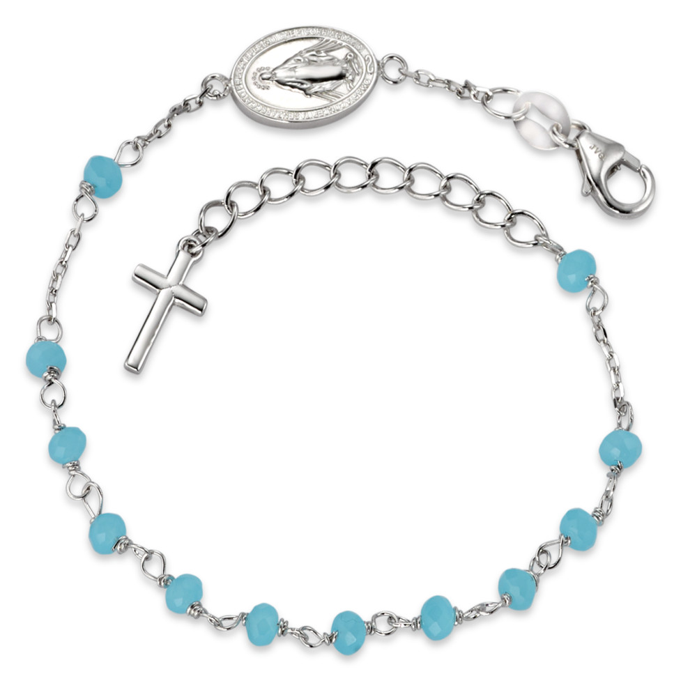 Bracelet Argent Cristal aqua Rhodié 16-19 cm-580903