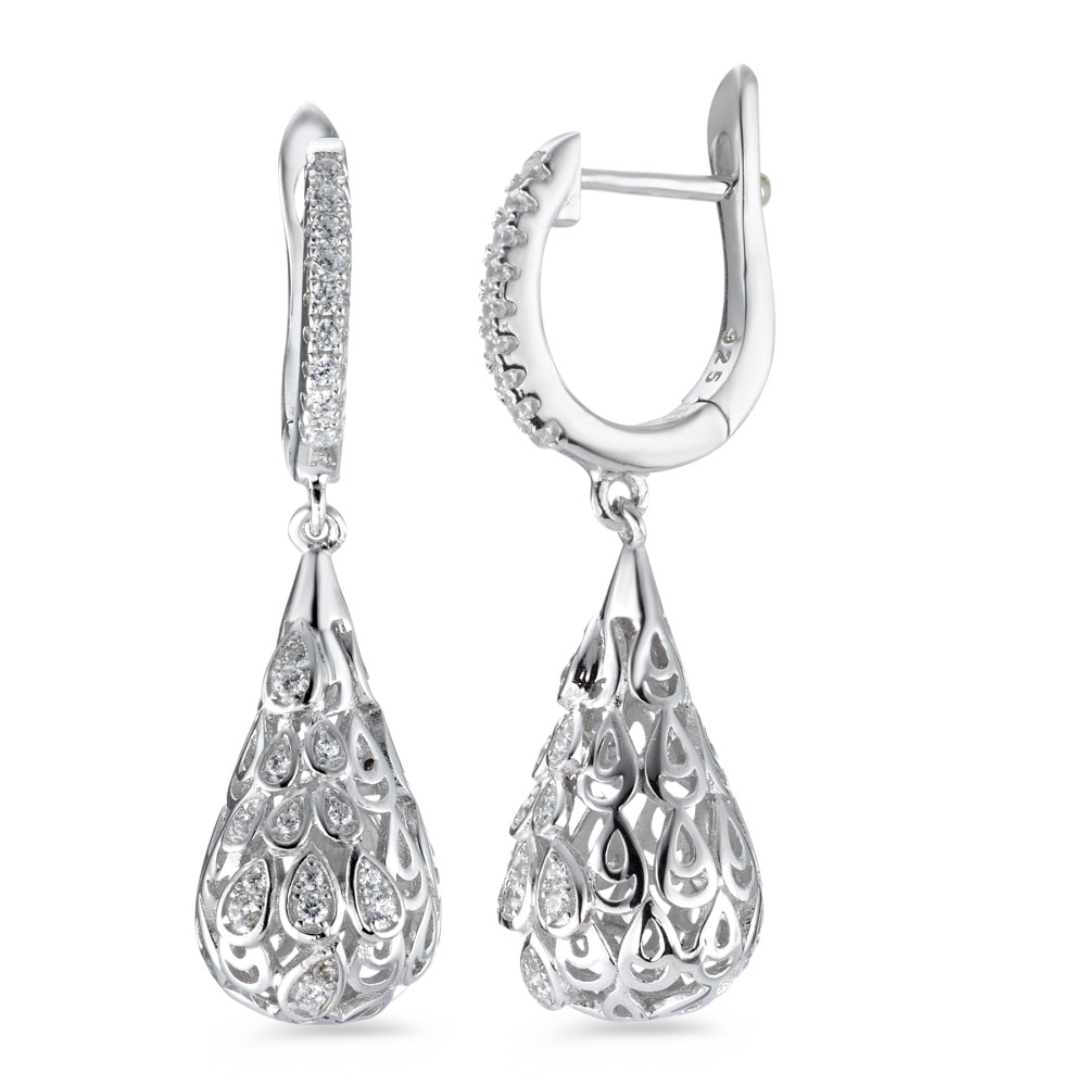 Pendant d'oreilles Argent Zircone Rhodié-580943