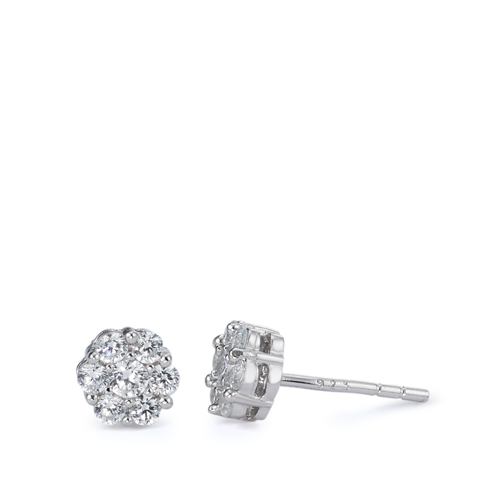 Clous d'oreilles Argent Zircone 14 Pierres Rhodié Ø6 mm-580945