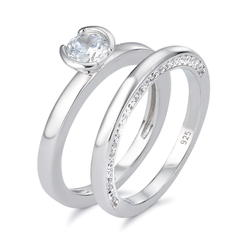 Bague solitaire Argent Zircone Rhodié-580970