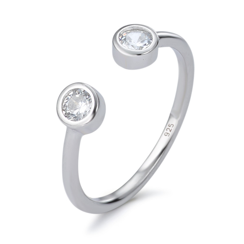 Bague Argent Zircone 2 Pierres Rhodié-580980