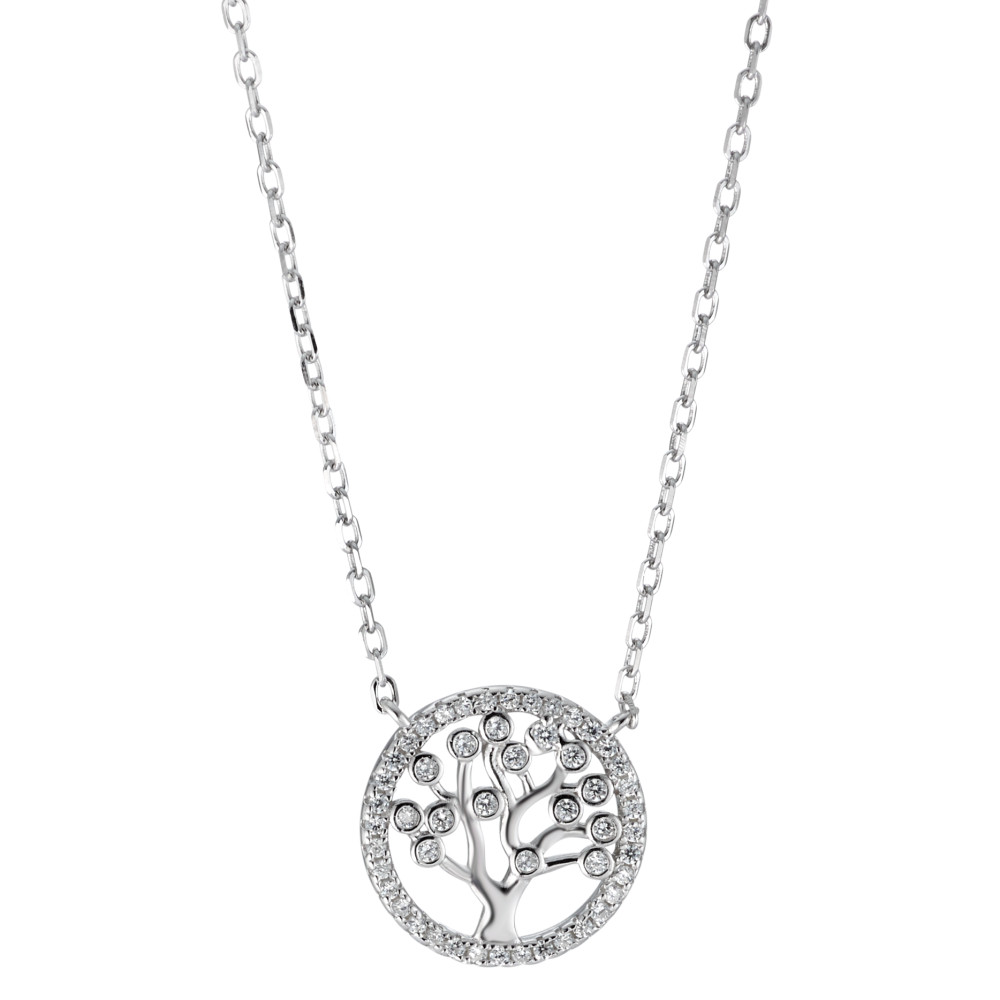 Collier Argent Zircone Rhodié Arbre de la vie 40-45 cm Ø14 mm-581010