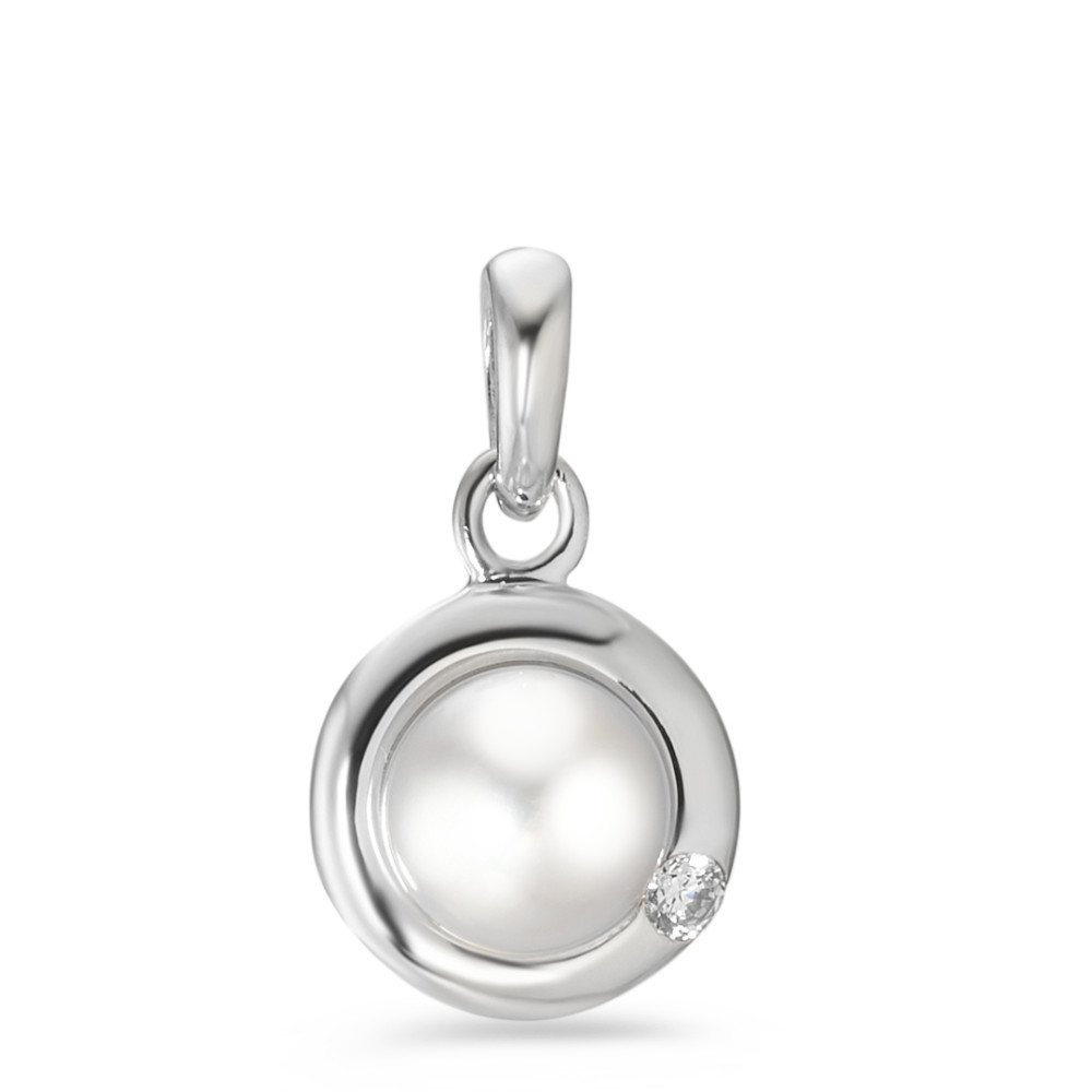 Pendentif Argent Zircone Rhodié perle d'eau douce Ø10 mm-581450
