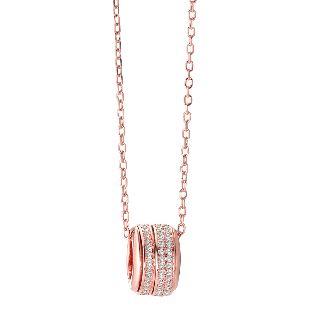 Chaînette avec pendentif Argent Zircone rosé Plaqué or 42-45 cm Ø11.5 mm-581623