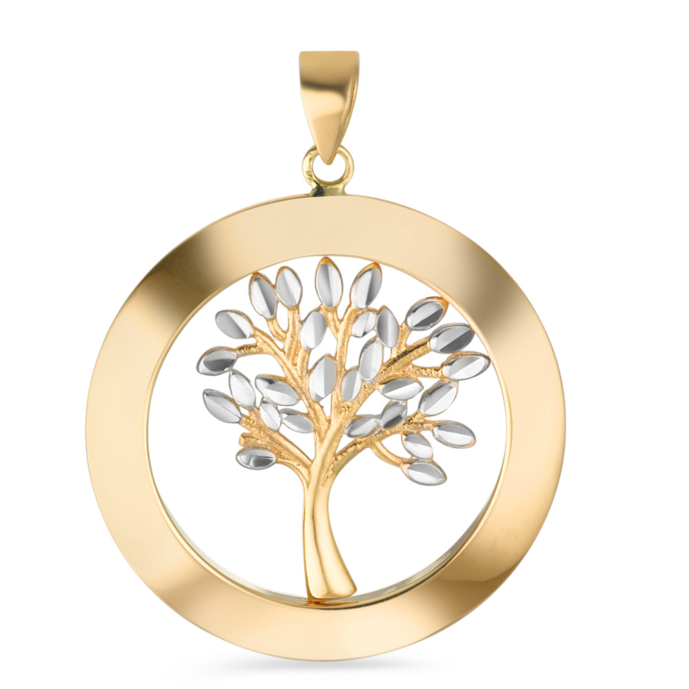 Pendentif Or jaune 18K Rhodié Arbre de la vie Ø25 mm-582002