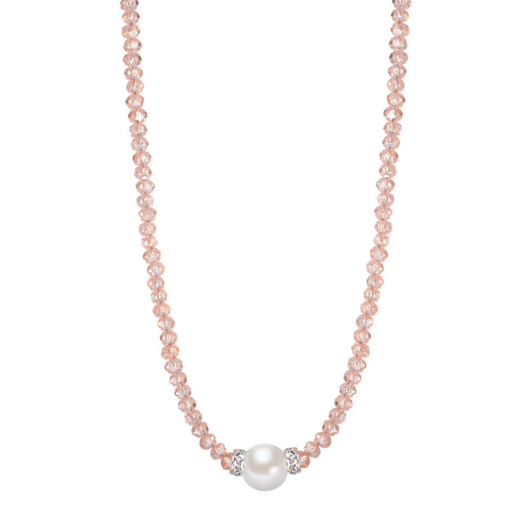 Collier Acier inoxydable Cristal perle d'eau douce blanc 7.5-8 mm 43 cm-582095