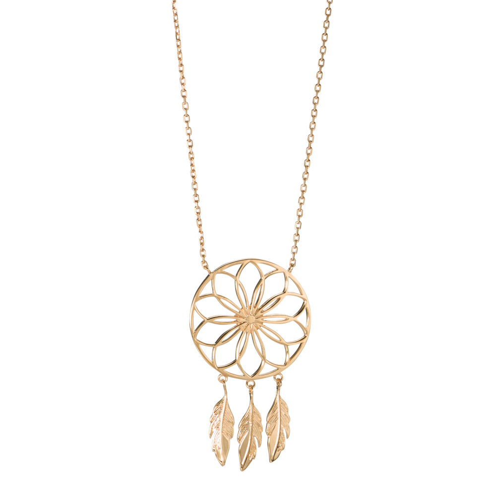 Collier Bronze Plaqué or Attrape-Rêves 40-45 cm Ø23 mm-582175