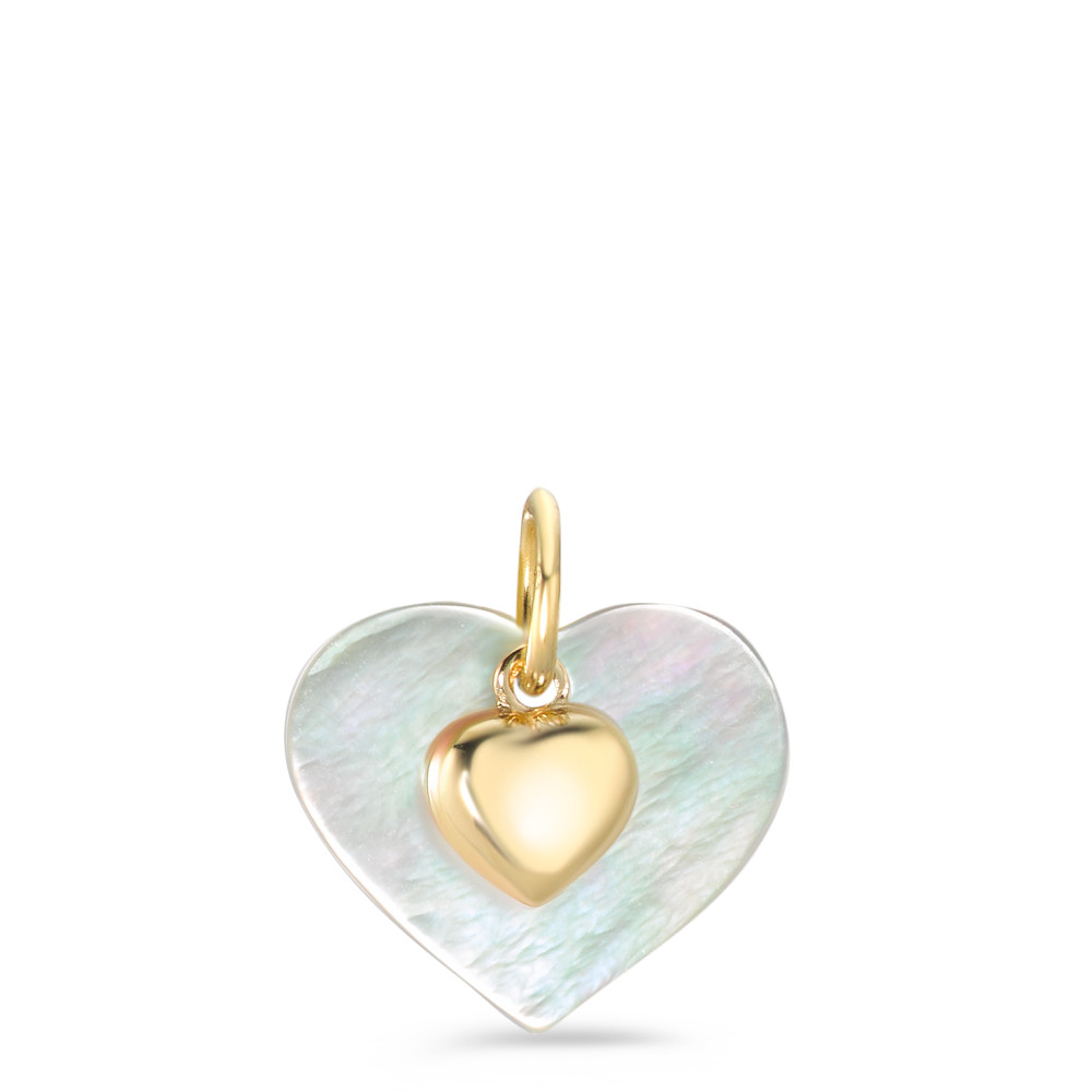 Pendentif Or jaune 9K nacre Coeur Ø13 mm-582193