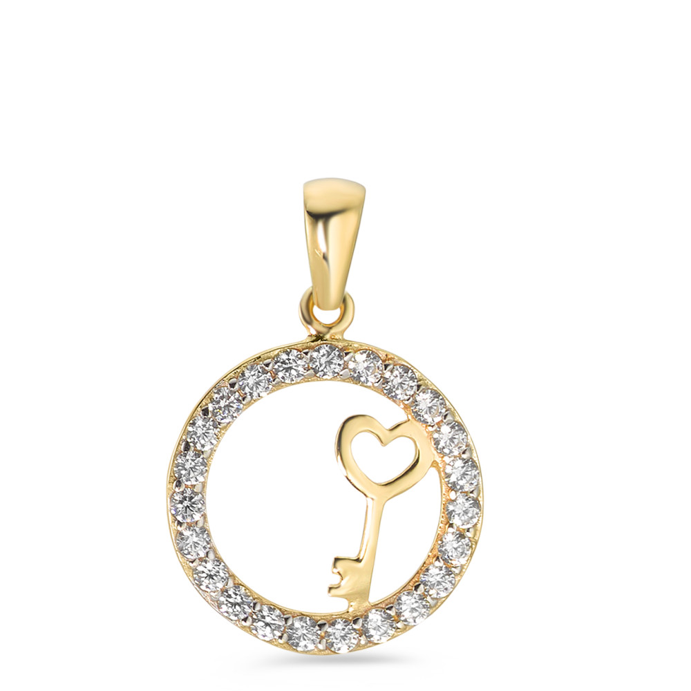 Pendentif Or jaune 9K Zircone Coeur Ø13 mm-582204