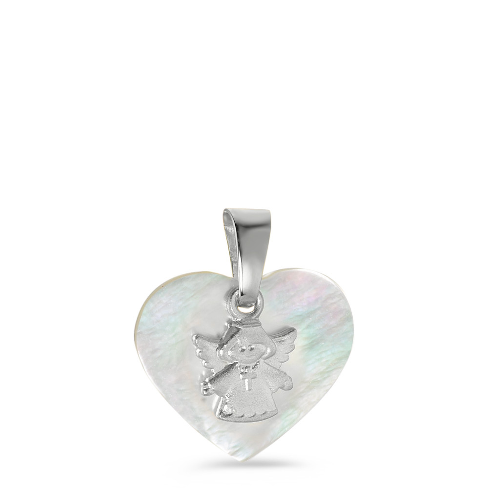 Pendentif Argent Rhodié nacre Ange gardien Ø13 mm-582219