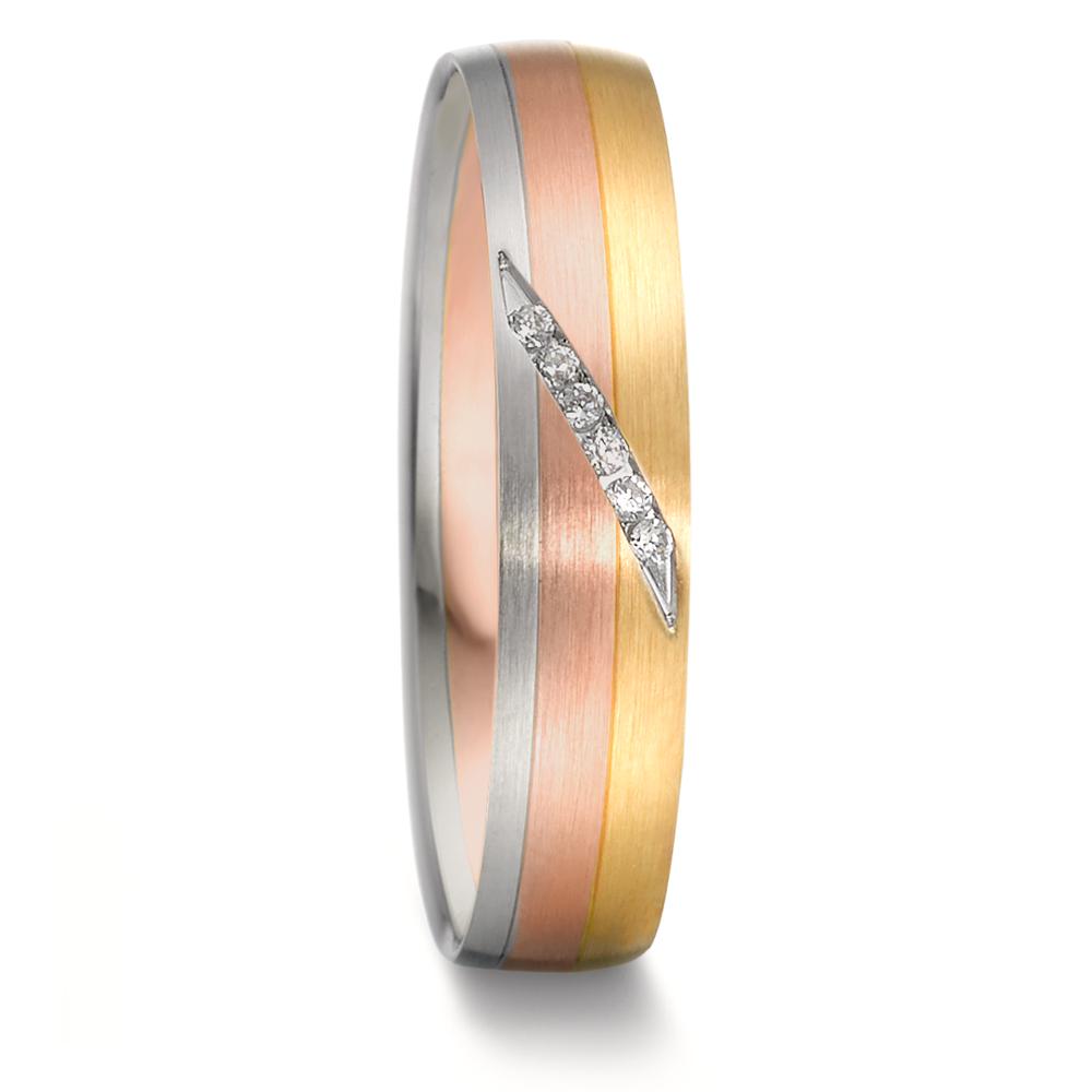 Alliance Or jaune 18K, Or rouge 18K, Or blanc 18K Diamant 0.03 ct, 6 Pierres, w-si-582313