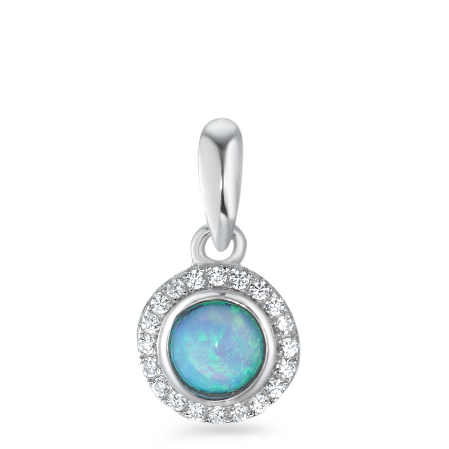 Pendentif Argent [synth. Opal] Rhodié Ø8 mm-582355