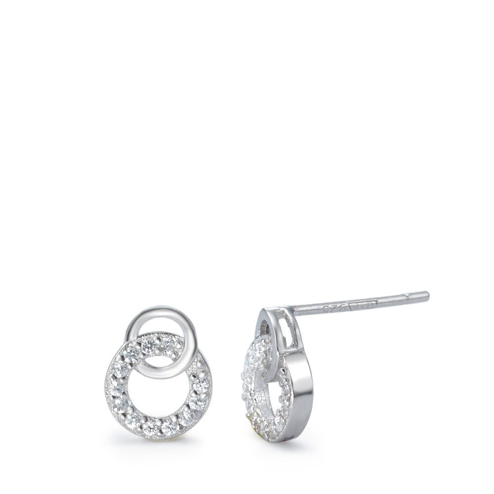 Clous d'oreilles Argent Zircone Rhodié Ø9 mm-582371