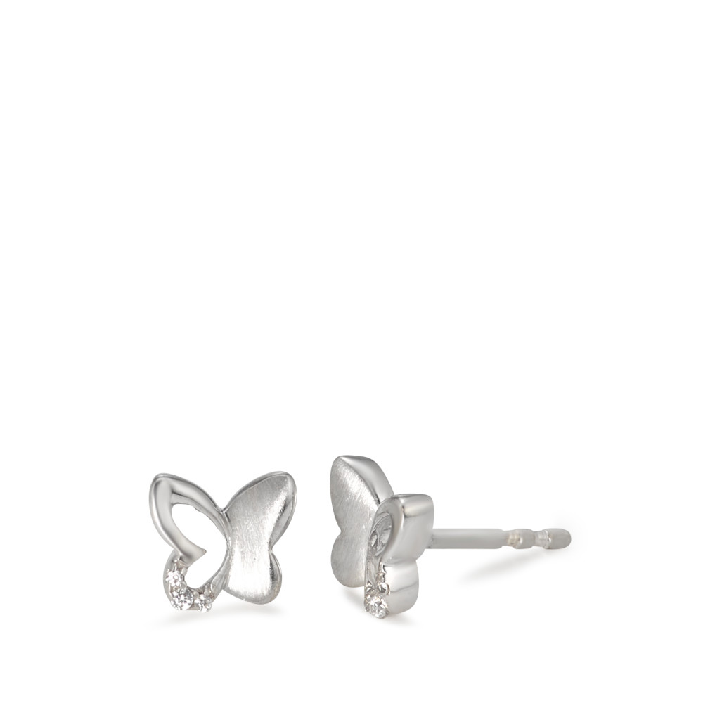 Clous d'oreilles Argent Zircone 6 Pierres Rhodié Papillon-582410
