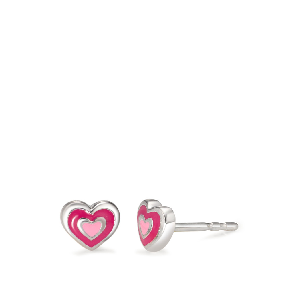 Clous d'oreilles Argent Rhodié Coeur Ø6 mm-582413
