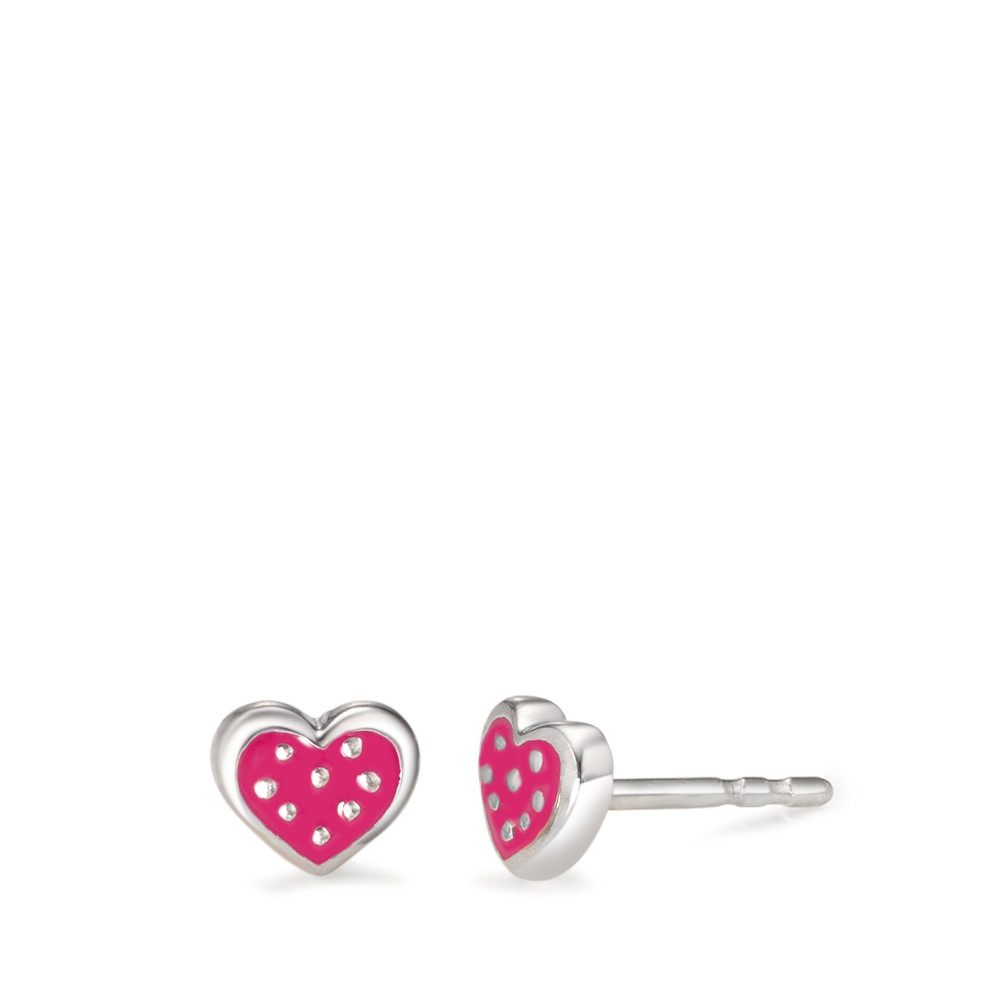 Clous d'oreilles Argent Rhodié Coeur Ø6 mm-582416
