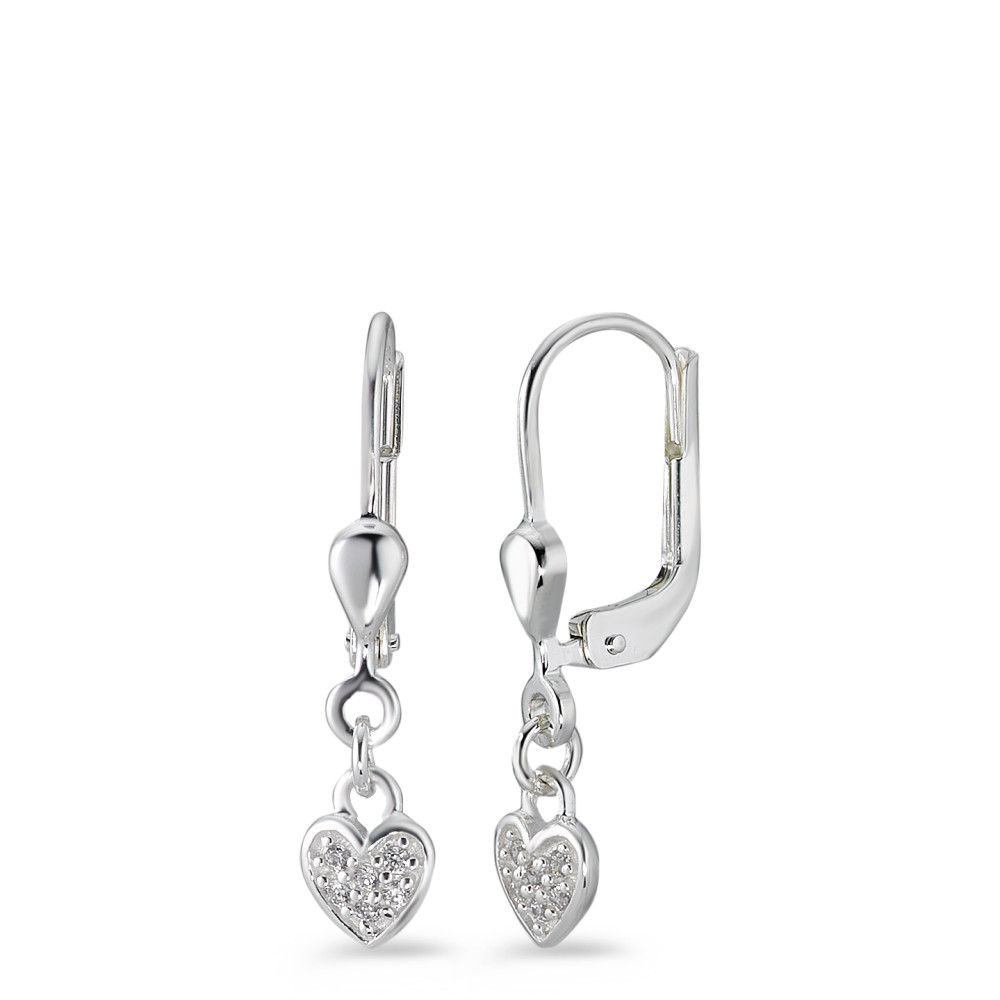 Pendant d'oreilles Argent Zircone blanc Rhodié Coeur-582430