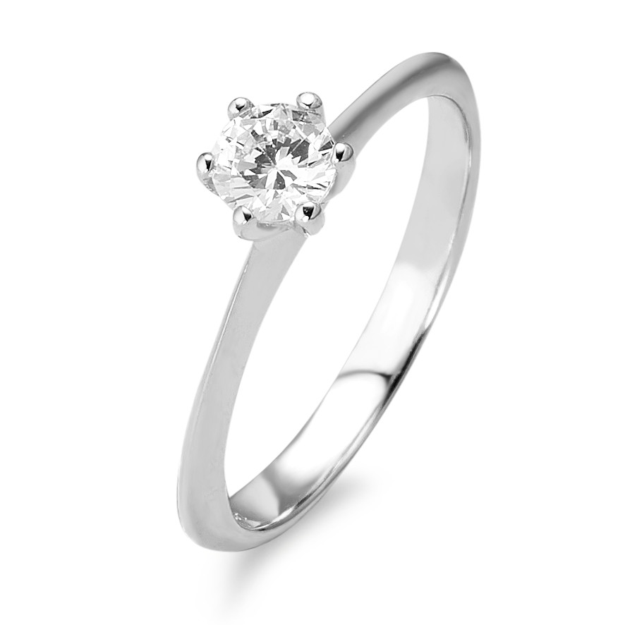 Bague solitaire Or blanc 9K Zircone Ø4.5 mm-582460