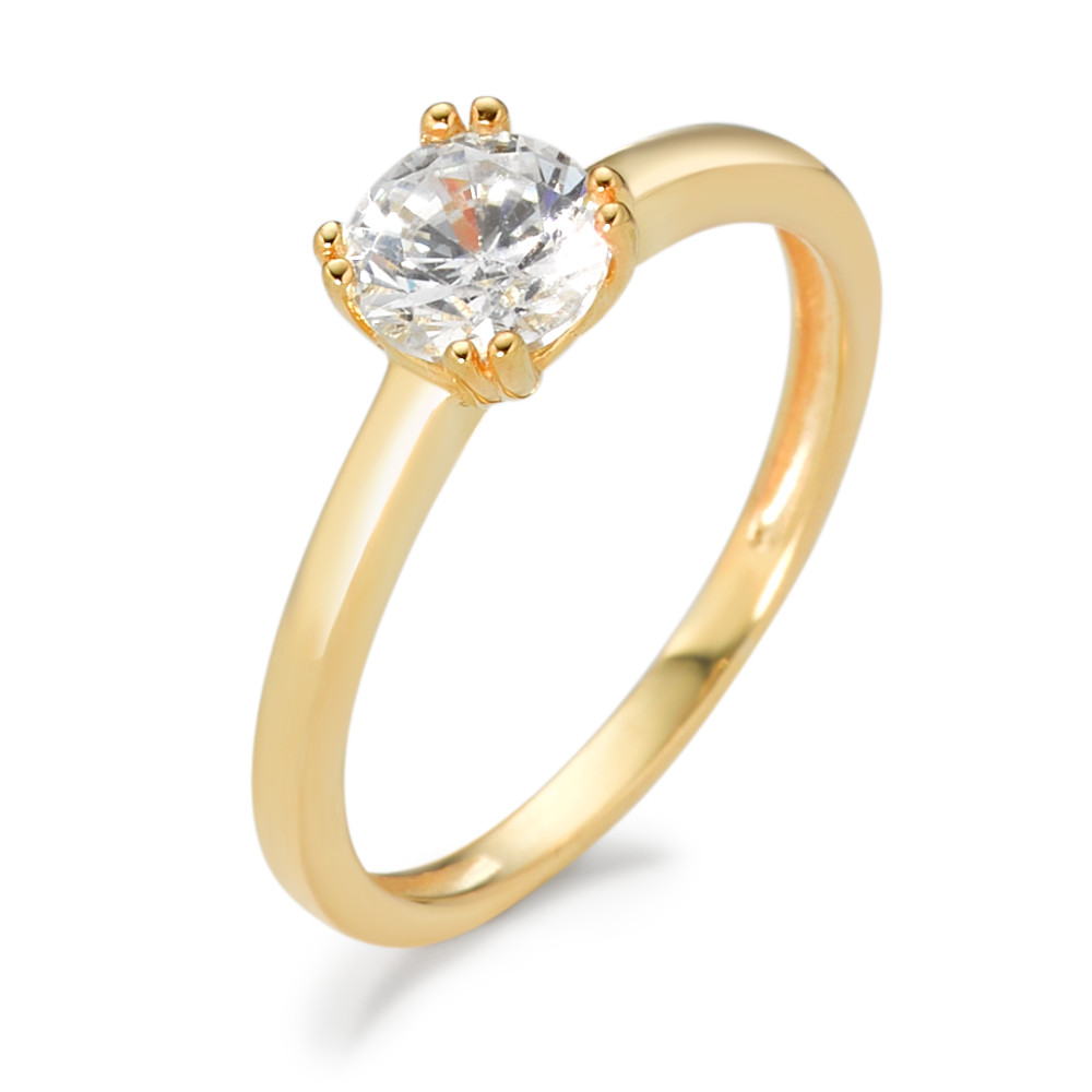 Bague solitaire Or jaune 9K Zircone Ø5.5 mm-582461