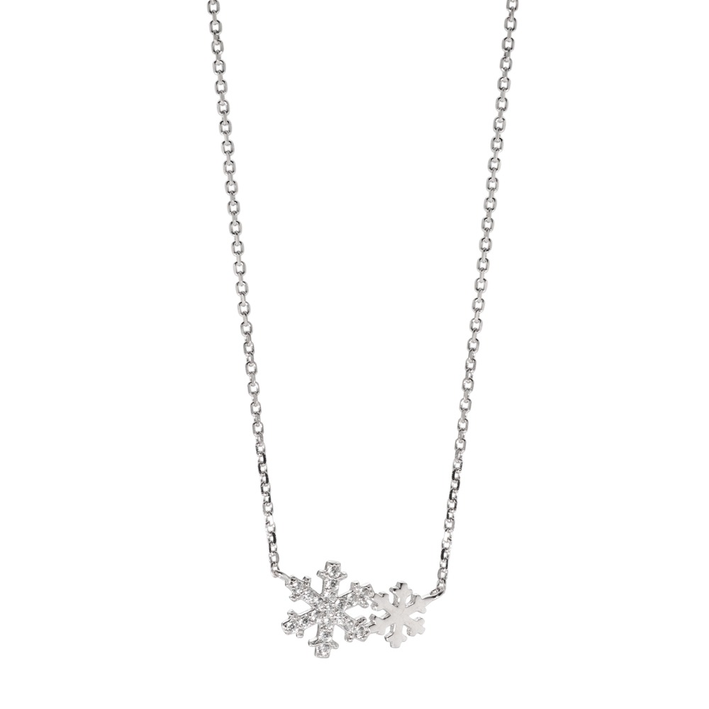 Collier Argent Zircone 19 Pierres Rhodié Flocon de Neige 38-40 cm-582578