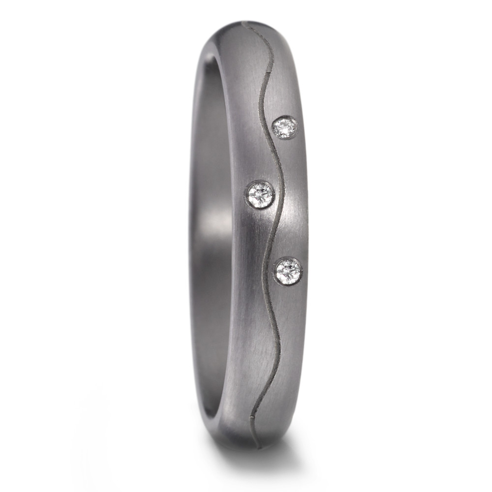 Bague Tantale 999 Diamant 0.03 ct, 3 Pierres, w-si-582678