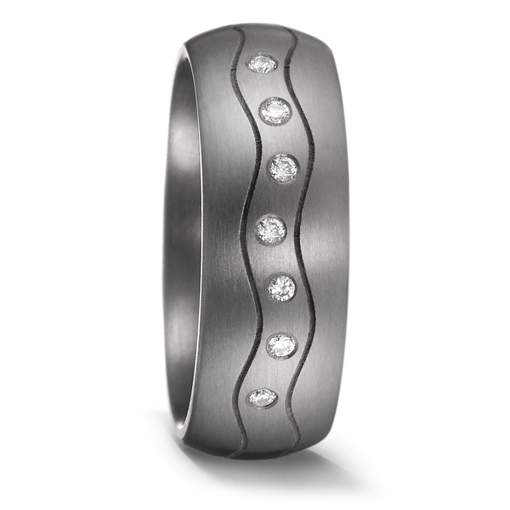 Bague Tantale 999 Diamant 0.07 ct, 7 Pierres, w-si-582697
