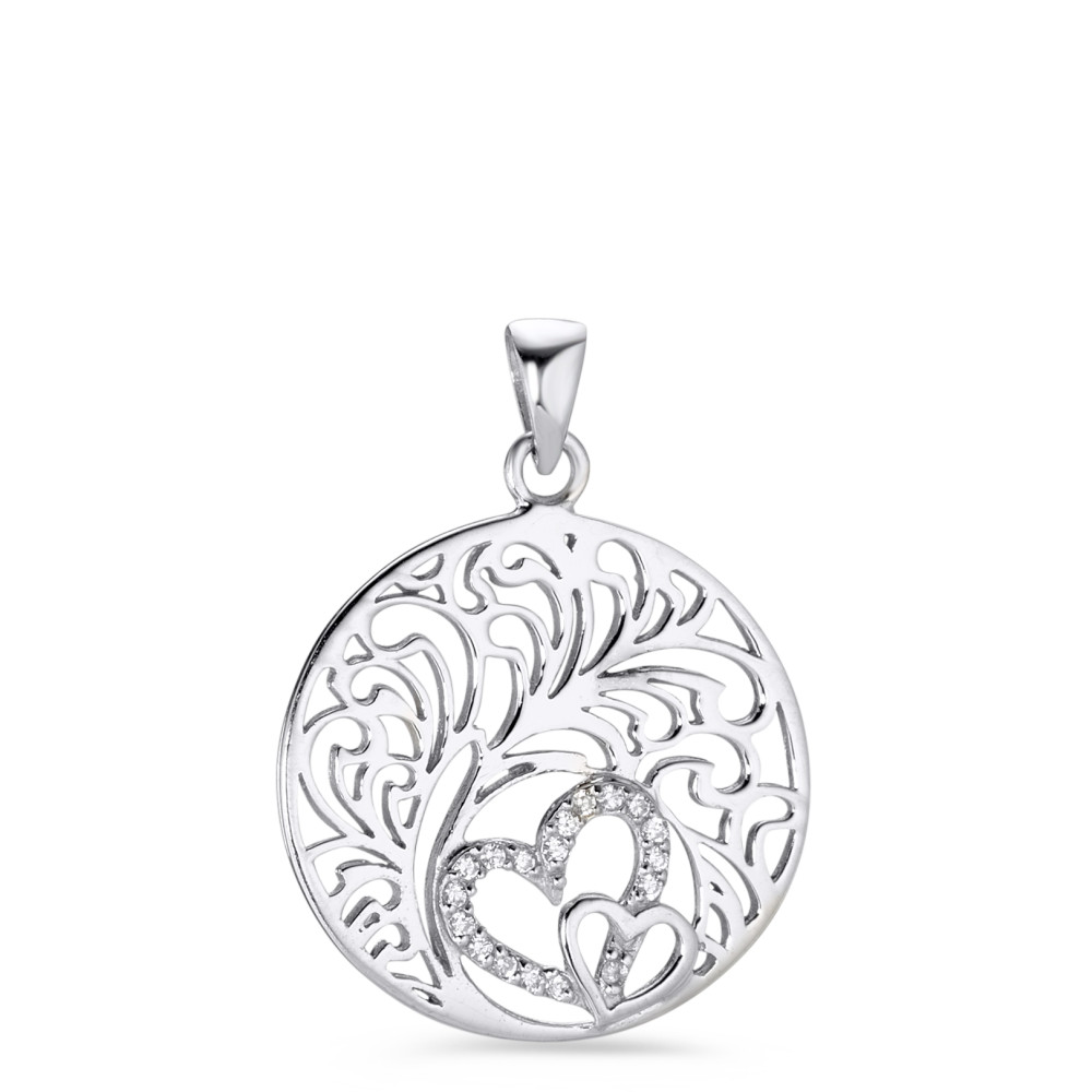 Pendentif Argent Zircone Rhodié Coeur Ø20 mm-583256