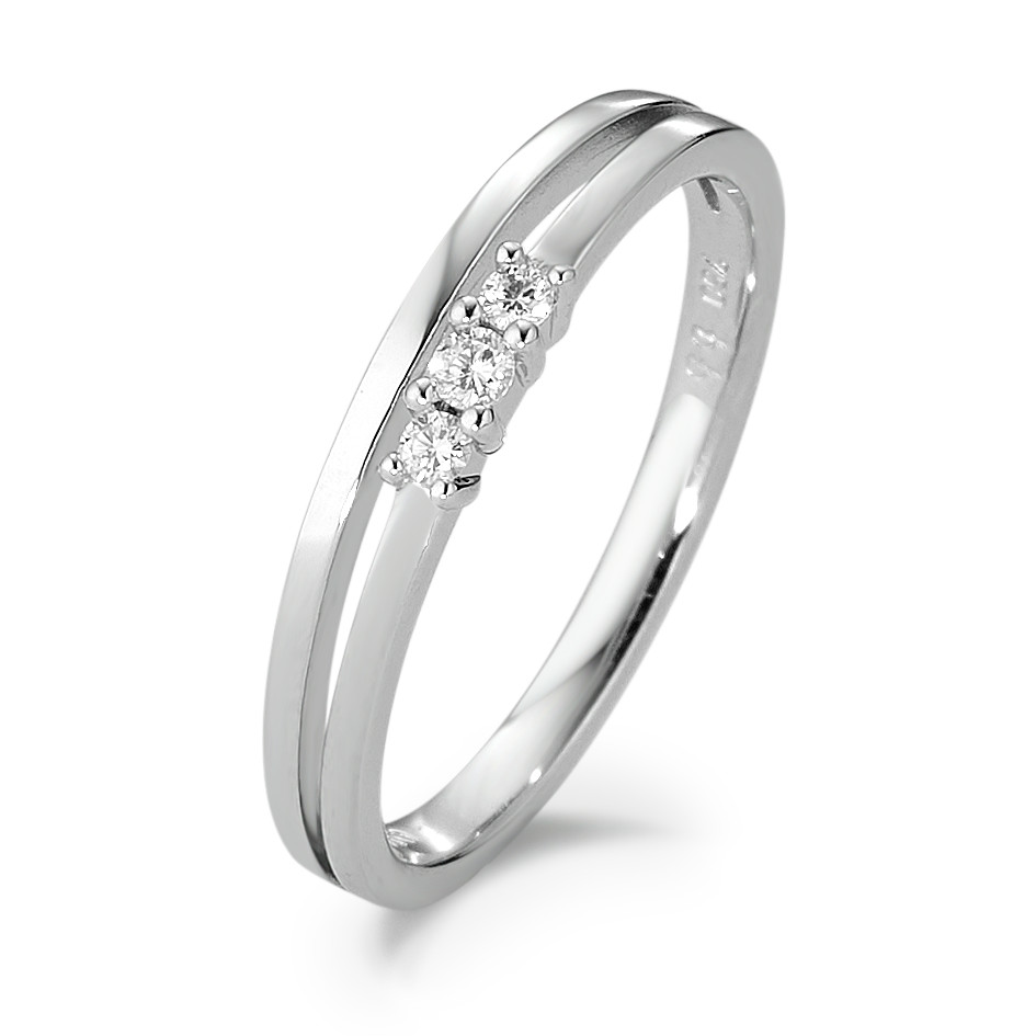 Bague Or blanc 18K Diamant blanc, 0.07 ct, 3 Pierres, brillant, w-si-583546