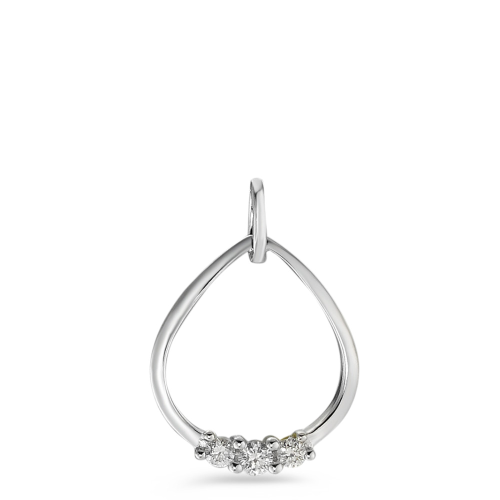 Pendentif Or blanc 18K Diamant blanc, 0.07 ct, 3 Pierres, brillant, w-si-583547