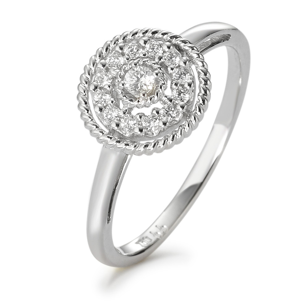 Bague Or blanc 18K Diamant blanc, 0.16 ct, 13 Pierres, brillant, w-si Ø9.5 mm-583554