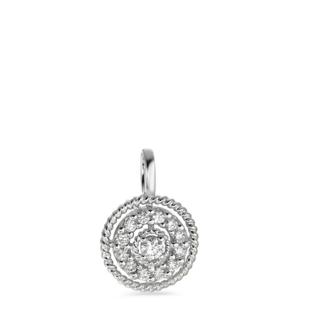 Pendentif Or blanc 18K Diamant blanc, 0.16 ct, 13 Pierres, brillant, w-si Ø9.5 mm-583555
