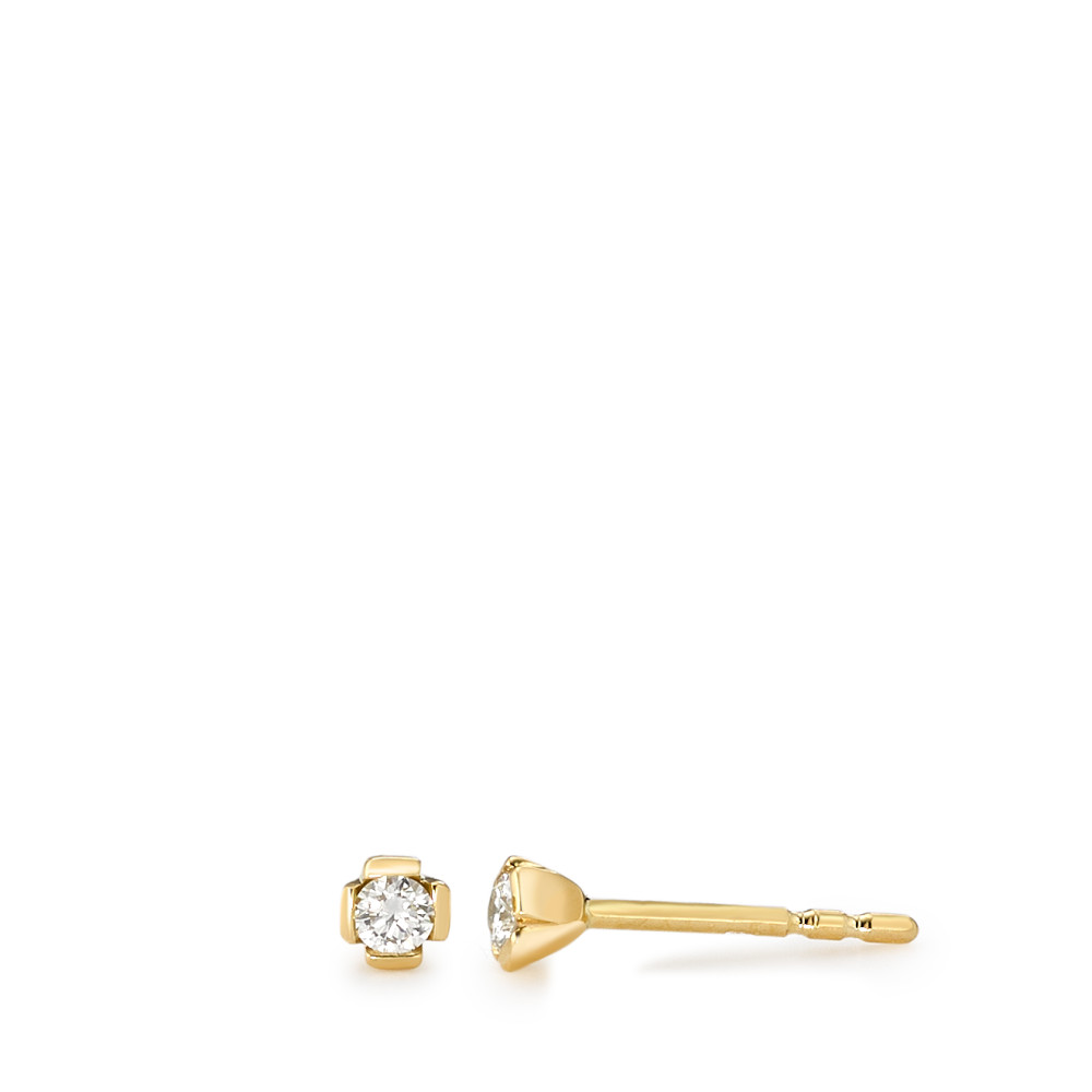 Clous d'oreilles Or jaune 18K Diamant blanc, 0.10 ct, 2 Pierres, brillant, w-si Ø3 mm-583568