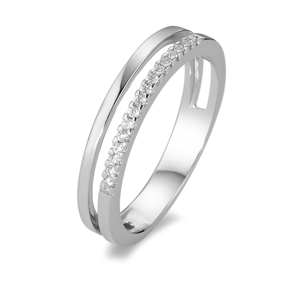 Bague Or blanc 18K Diamant blanc, 0.08 ct, 16 Pierres, brillant, w-si-583570