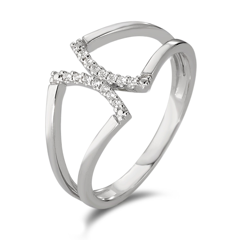 Bague Or blanc 18K Diamant blanc, 0.05 ct, 14 Pierres, brillant, w-si-583575
