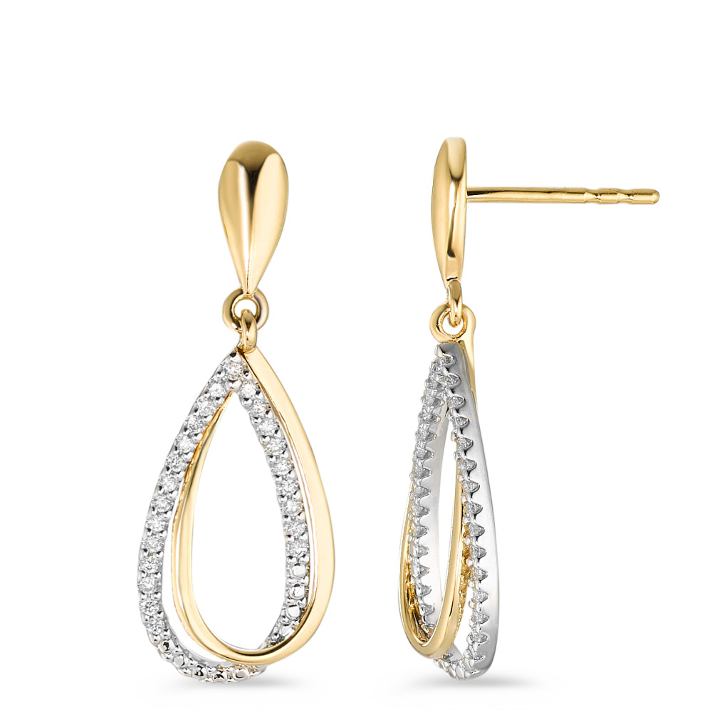 Pendant d'oreilles Or jaune 18K, Or blanc 18K Diamant blanc, 0.18 ct, 46 Pierres, brillant, w-si-583583