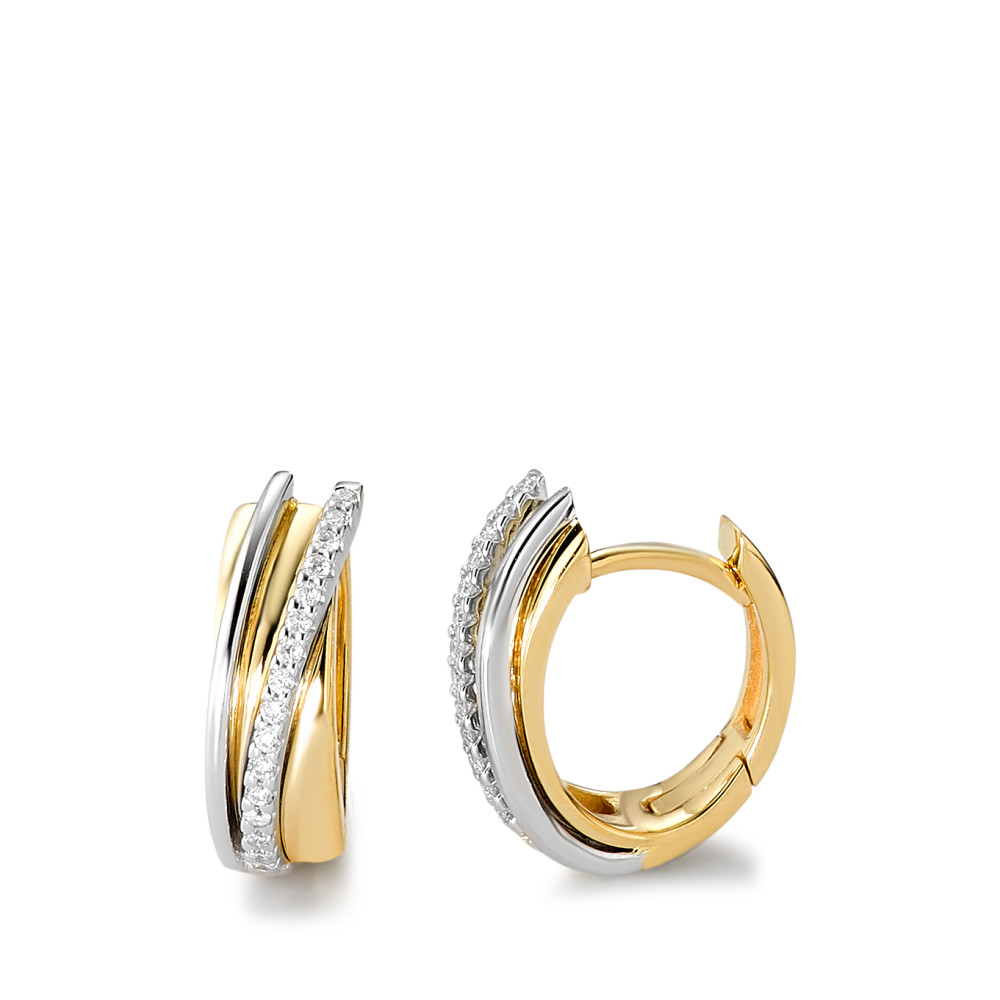 Créoles à charnières Or jaune 18K, Or blanc 18K Diamant blanc, 0.14 ct, 32 Pierres, brillant, w-si-583584