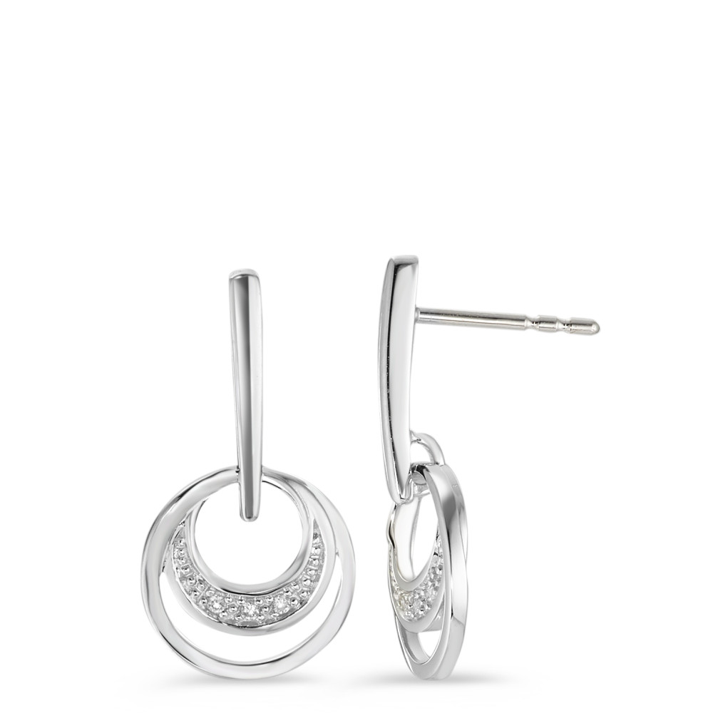 Pendant d'oreilles Or blanc 18K Diamant blanc, 0.03 ct, 6 Pierres, brillant, w-si Ø11 mm-583602
