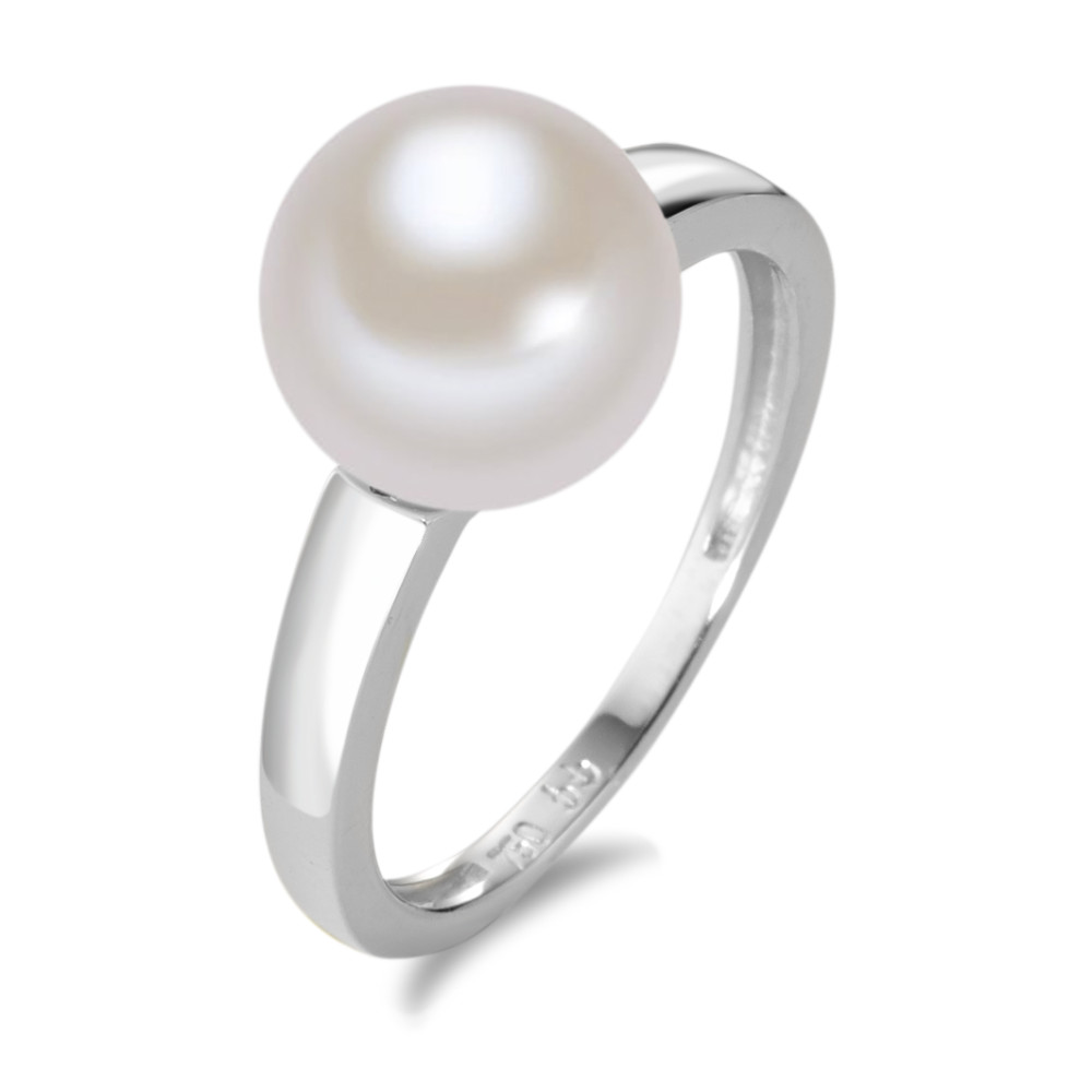 Bague Or blanc 18K perle d'eau douce blanc, 9 mm-583609
