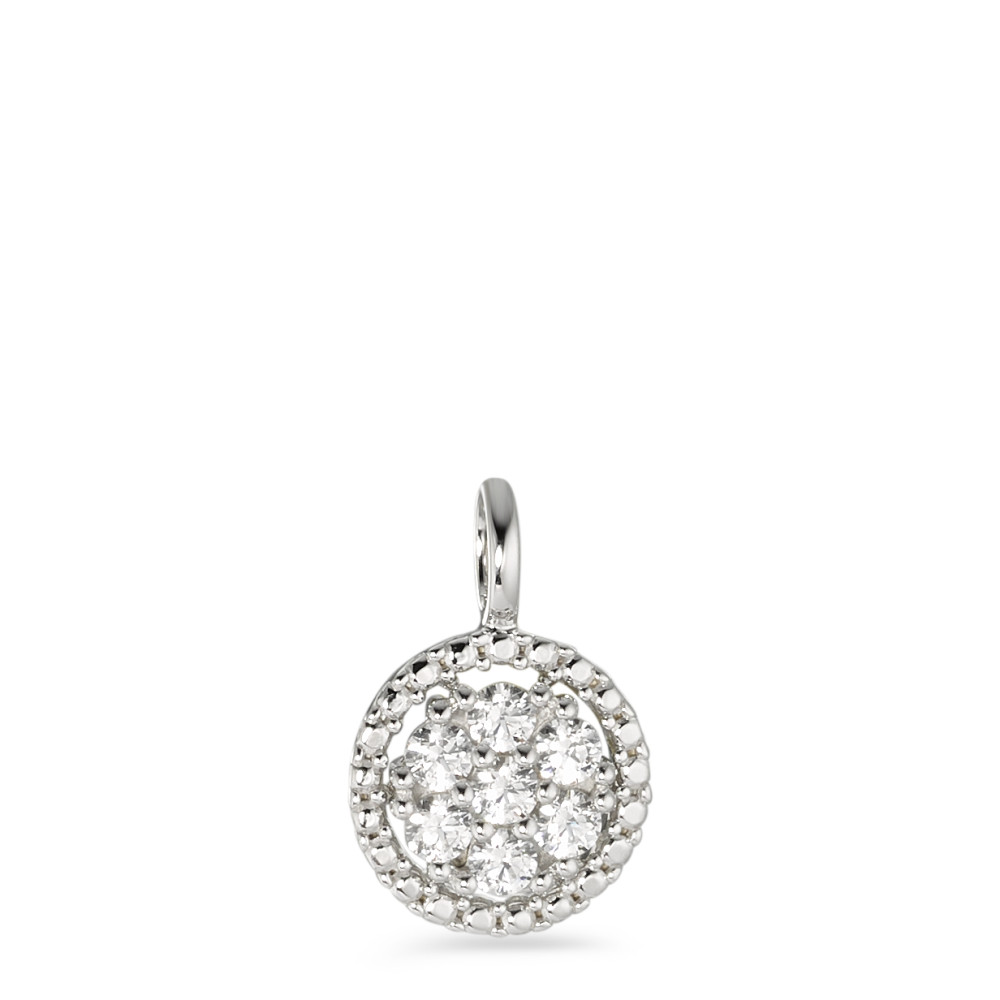 Pendentif Or blanc 9K Zircone blanc, 7 Pierres Ø9.2 mm-583630