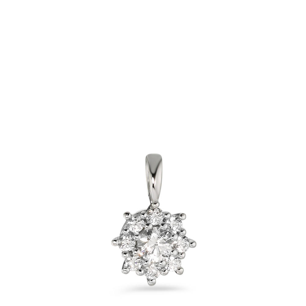 Pendentif Or blanc 9K Zircone blanc, 9 Pierres Ø7.8 mm-583633
