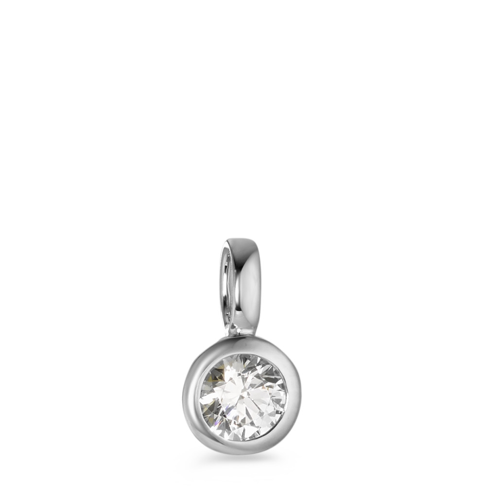 Pendentif Or blanc 9K Zircone blanc Ø7 mm-583643