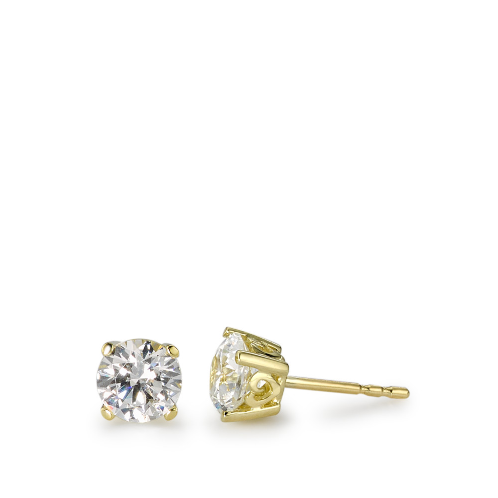 Clous d'oreilles Or jaune 9K Zircone blanc, 2 Pierres Ø5.5 mm-583647