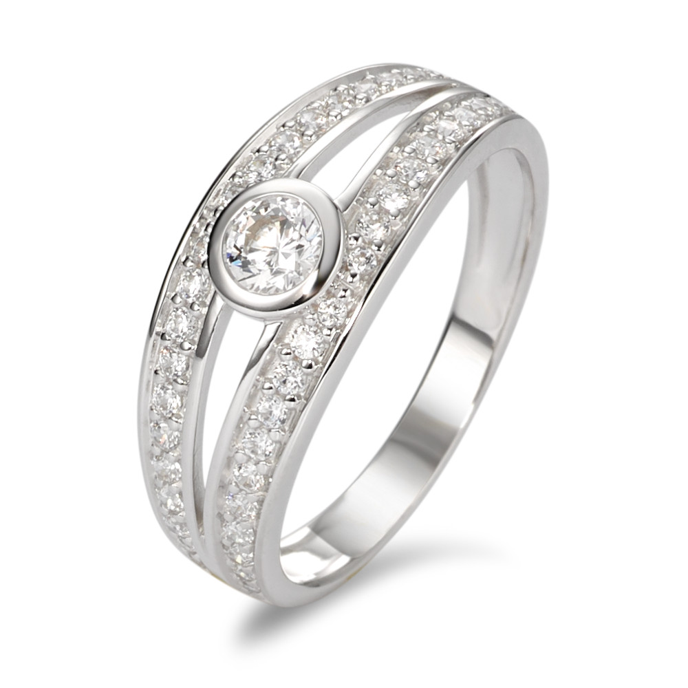 Bague Or blanc 9K Zircone blanc, 45 Pierres-583651